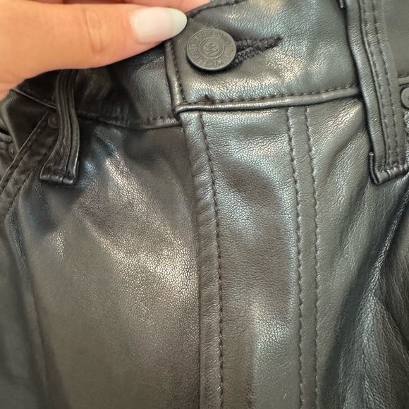L1. MOTHER Rider Ankle Faux-Leather Black Fleece Lined Pants - Picture 4 of 11